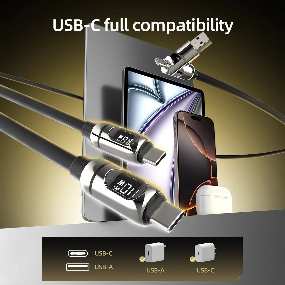 Cable de carga mfish Gemini Dragon (dispositivo dual, 140W, pantalla en tiempo real)