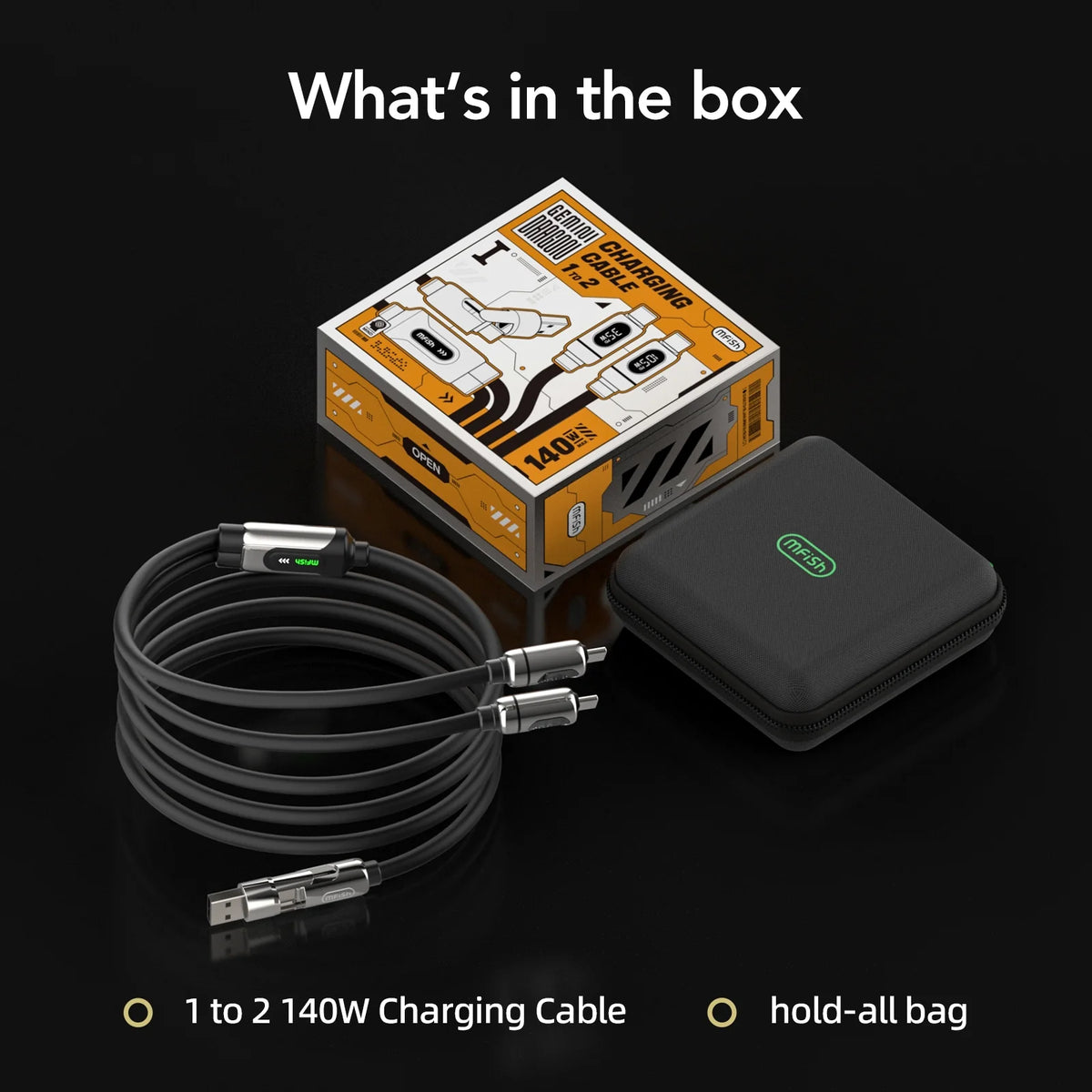 Cable de carga mfish Gemini Dragon (dispositivo dual, 140W, pantalla en tiempo real)