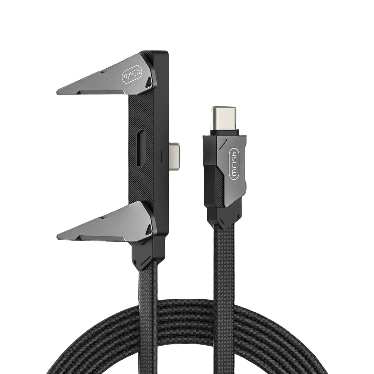 Cable USB-C mfish Armored Pterosaur (240 W, forma de T, soporte para teléfono plegable integrado)