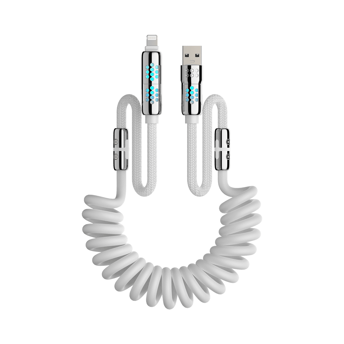 Cable en espiral mfish Armored Dragon 8 (4 en 1, 240 W) - Sin enredos para coche y escritorio