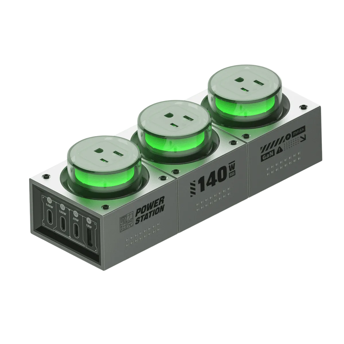 Estación de carga de escritorio mfish E-Tank 140W GaN RGB