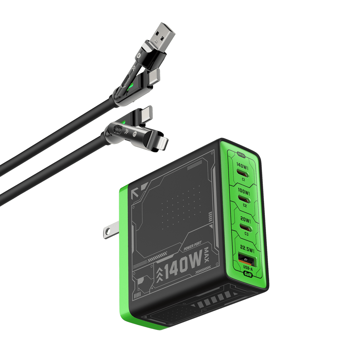 mfish E-RHINO Charger (140W, 4 Ports, GaN)