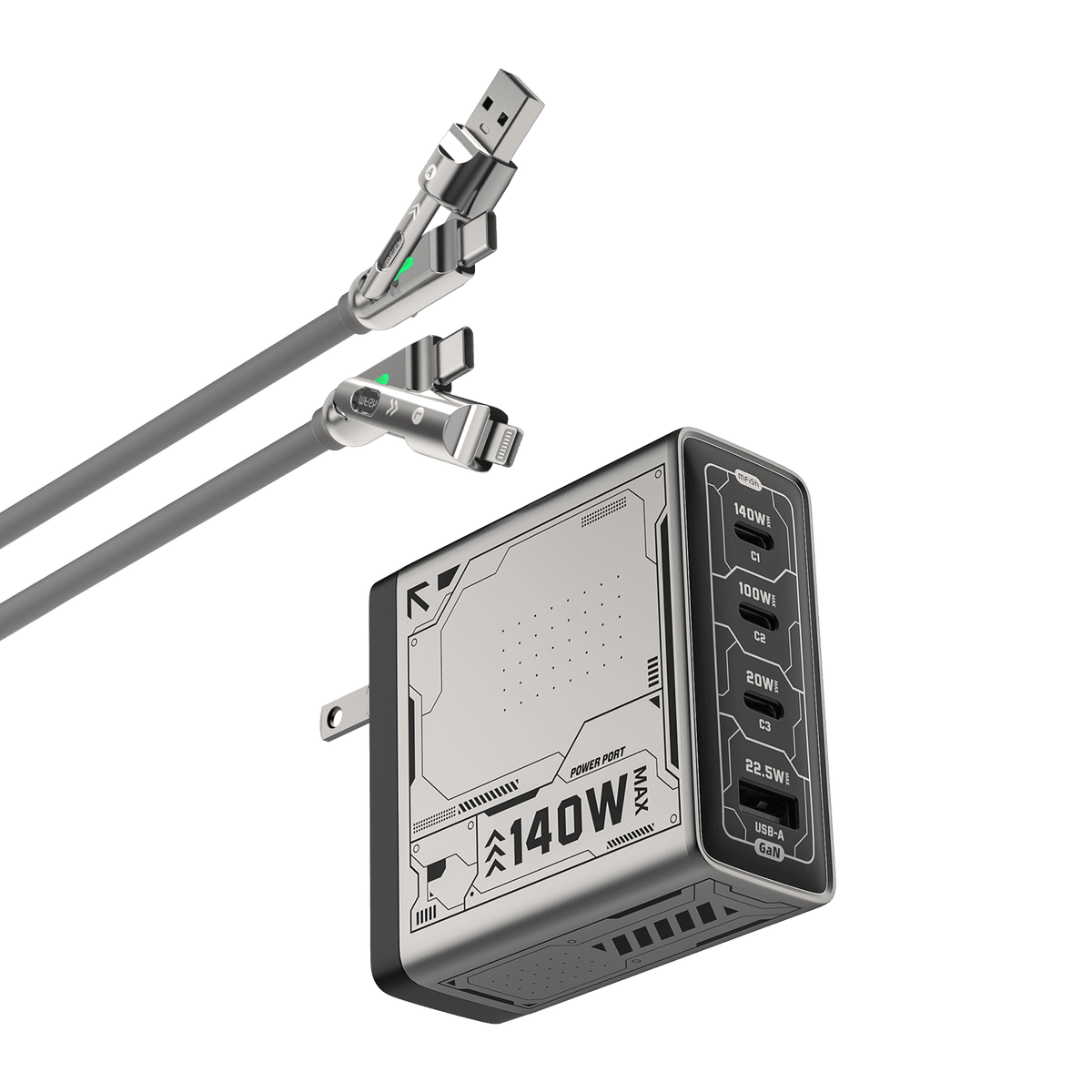 mfish E-RHINO Charger (140W, 4 Ports, GaN)