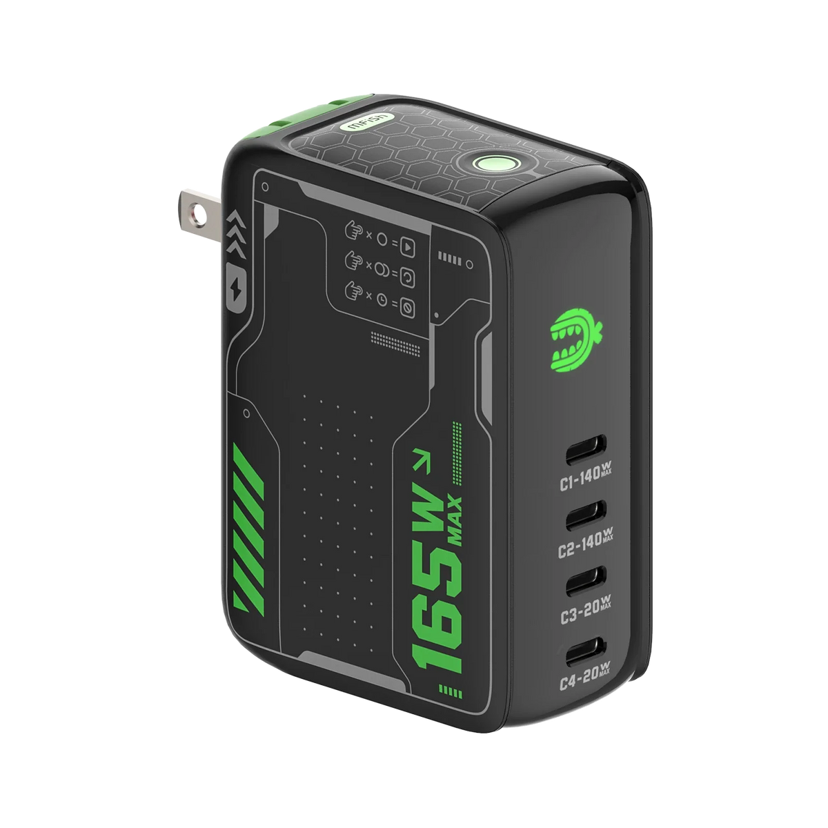 mfish E-RHINO Charger (165W, 4 USB-C Ports, GaN, Smart Display)