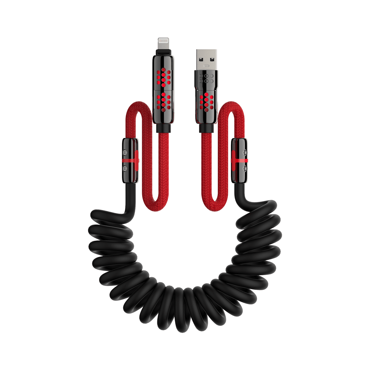 Cable en espiral mfish Armored Dragon 8 (4 en 1, 240 W) - Sin enredos para coche y escritorio