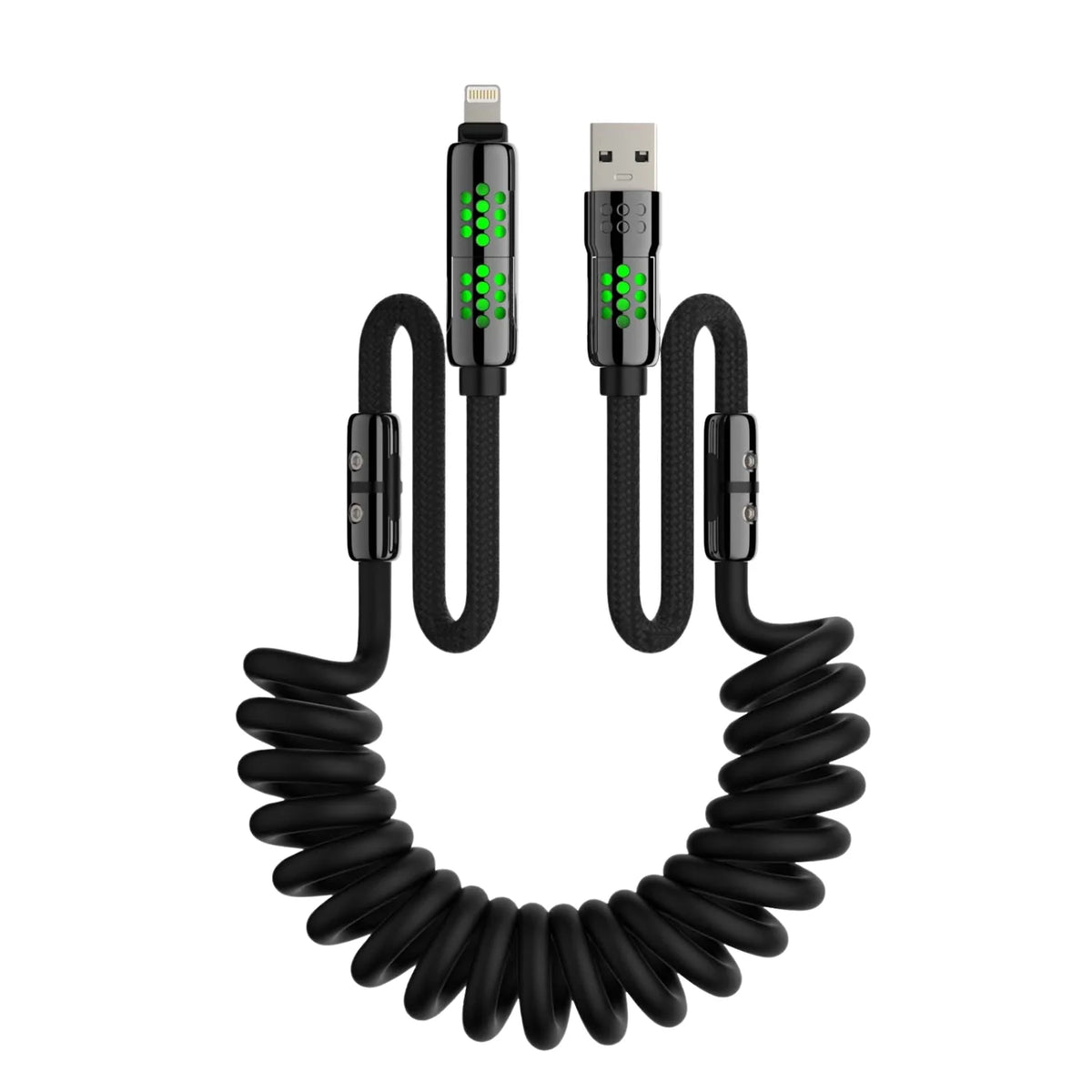 Cable en espiral mfish Armored Dragon 8 (4 en 1, 240 W) - Sin enredos para coche y escritorio