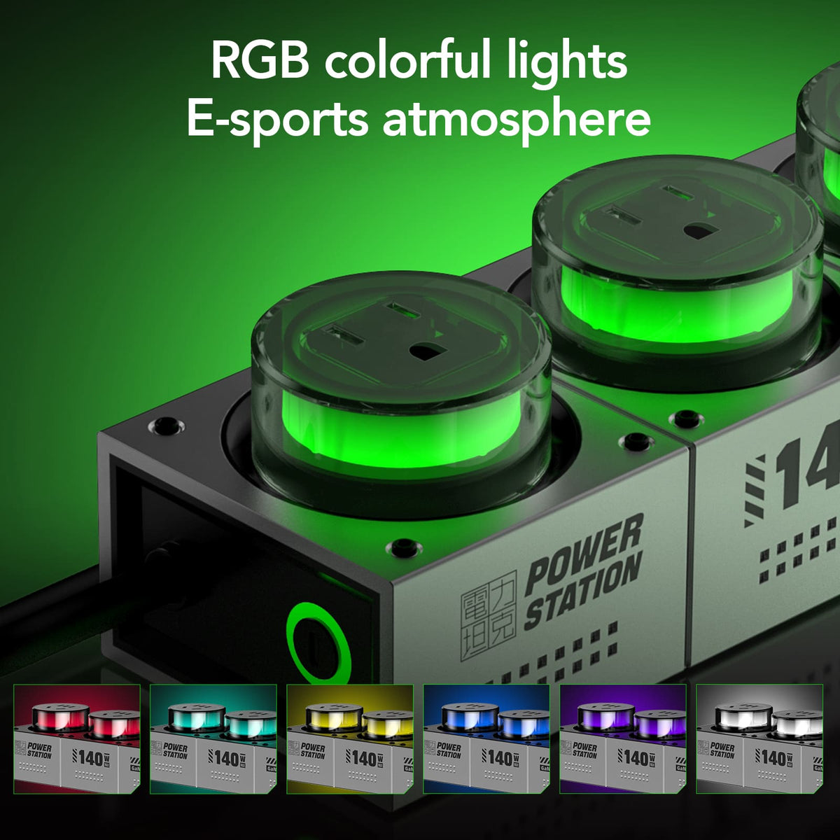 Estación de carga de escritorio mfish E-Tank 140W GaN RGB